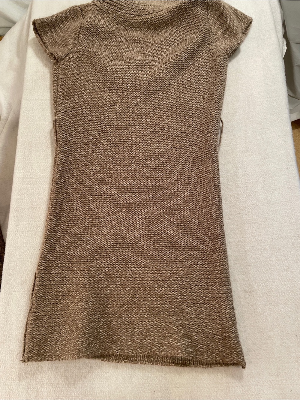 Pink Rose Brown V-Neck Short Sleeve Button Knit Dress - Picture 7 of 7
